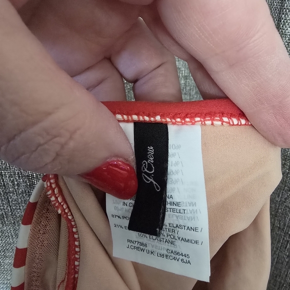 J.Crew Women's 6 Red & White Plunge V-Neck One Piece Swimsuit in Classic Stripe - Picture 3 of 4